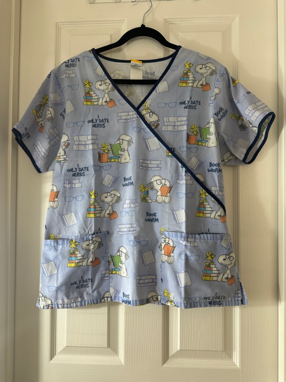 Peanuts Light Blue Snoopy 'Book Worm' Scrub Top